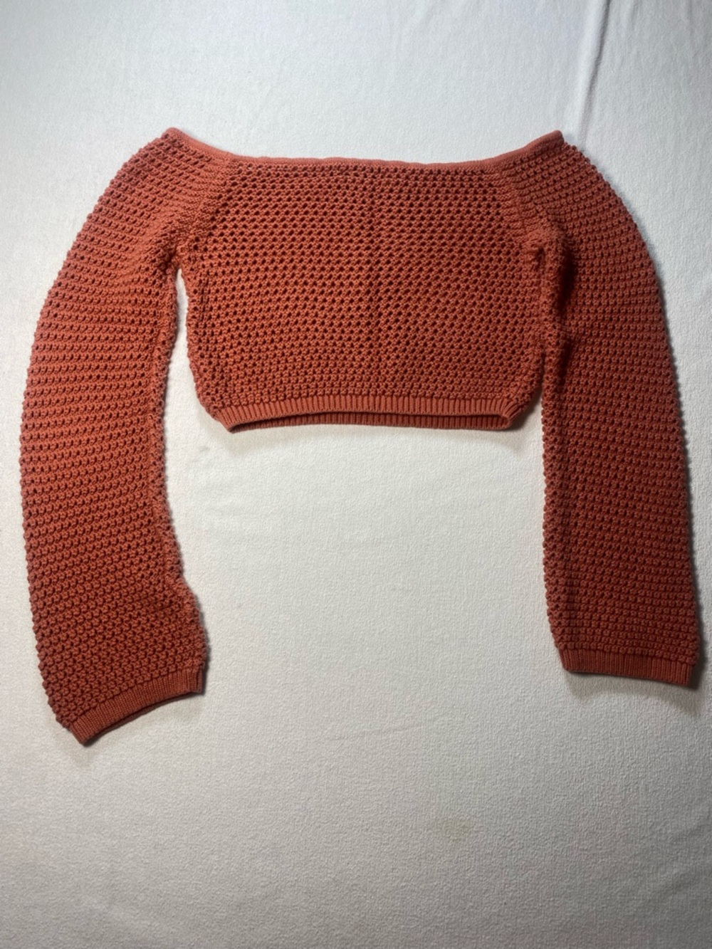 American Eagle Outfitters Off-the-Shoulder Cropped Sweater - Rusty Orange